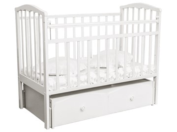 Кроватка в детскую Золушка 7, 60х120, массив березы, цвет белый в Тамбове