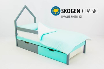 Кровать-домик мини Skogen графит-мятный в Тамбове