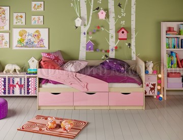Детская кровать Дельфин, Розовый глянец 80х160 в Тамбове
