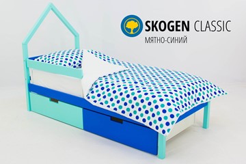 Кровать-домик в детскую мини Skogen мятно-синий в Тамбове