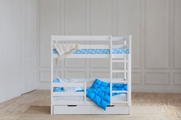 Двухъярусная кровать без крыши с ящиками, цвет белый в Тамбове