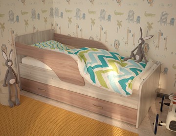Детская кровать с ящиками ТМК Максимка, корпус Шимо светлый, фасад Шимо темный в Тамбове