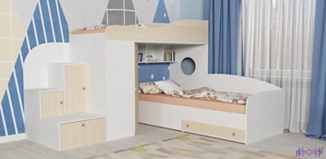 Детская кровать-шкаф Кадет-2, корпус Белое дерево, фасад Дуб в Тамбове