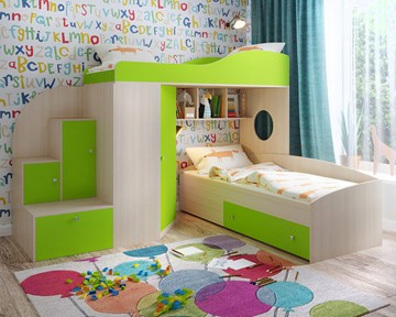 Детская кровать-шкаф Кадет-2, корпус Дуб, фасад Лайм в Тамбове