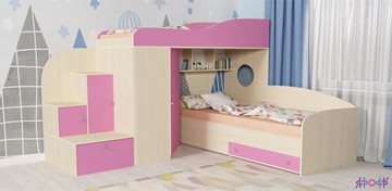 Детская кровать-шкаф Кадет-2, корпус Дуб, фасад Розовый в Тамбове