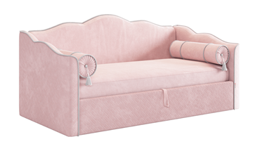 Детская кровать для девочки Лея (Софа) 90х200 (нежно-розовый (велюр)/галька (велюр)) в Тамбове