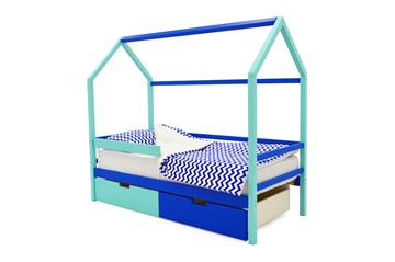 Кровать-домик детская Svogen синий-мятный в Тамбове