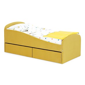 Односпальная детская кровать с ящиками Letmo 190х80 горчичный (велюр) в Тамбове