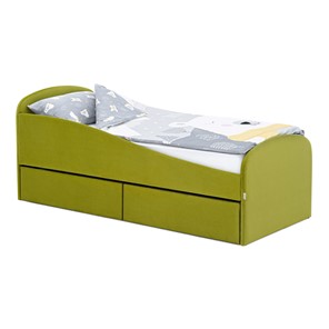 1-спальная детская кровать с ящиками Letmo 190х80 оливковый (велюр) в Тамбове