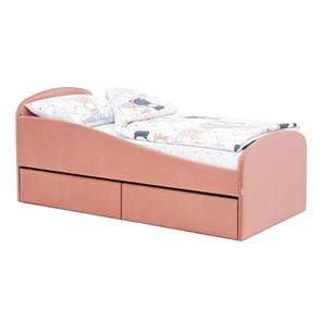 1-спальная детская кровать с ящиками Letmo 190х80 пудровый (велюр) в Тамбове