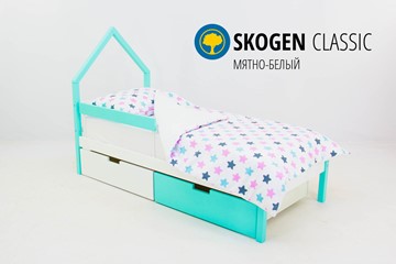 Кровать-домик детская мини Skogen белый-мятный в Тамбове