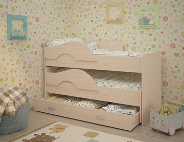 Детская кровать для мальчика Радуга 1.6 с ящиком, цвет Млечный дуб в Тамбове