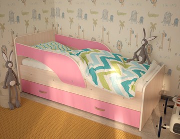 Детская кровать ТМК Максимка, корпус Млечный дуб, фасад Розовый в Тамбове