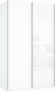 Шкаф Прайм (ДСП/Белое стекло) 1600x570x2300, белый снег в Тамбове