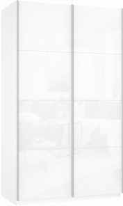 Шкаф-купе 2-х дверный Прайм (Белое стекло/Белое стекло) 1200x570x2300, белый снег в Тамбове