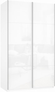 Шкаф 2-х створчатый Прайм (Белое стекло/Белое стекло) 1600x570x2300, белый снег в Тамбове