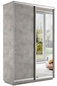 Шкаф 2-х дверный Экспресс (ДСП/Зеркало) 1400х600х2200, бетон в Тамбове