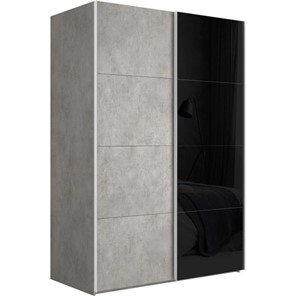 Шкаф 2-дверный Эста (ДСП/Стекло черное) 1800x660x2400, бетон в Тамбове