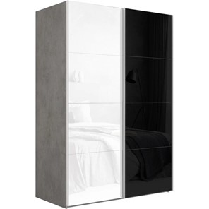 Шкаф 2-х дверный Эста (Стекло белое/Стекло черное) 1800x660x2200, бетон в Тамбове