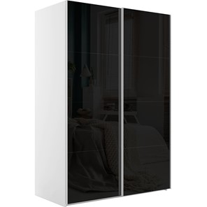 Шкаф 2-дверный Эста (Стекло черное/Стекло черное) 1600x660x2200, белый снег в Тамбове