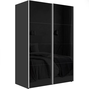 Шкаф 2-дверный Эста (Стекло черное/Стекло черное) 2000x660x2400, серый диамант в Тамбове