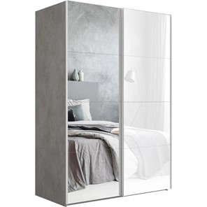 Шкаф 2-дверный Эста (Зеркало/Стекло белое) 1600x660x2200, бетон в Тамбове