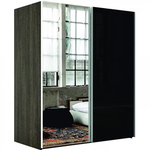 Шкаф 2-х дверный Эста (Зеркало/Стекло черное) 1800x660x2200, венге мали в Тамбове