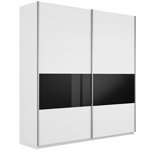 Шкаф 2-х створчатый Широкий Прайм (ДСП / Черное стекло) 2200x570x2300, Белый снег в Тамбове