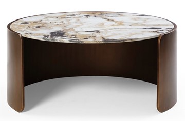 Журнальный круглый стол CT3095CL (D90) белая керамика /бронзовый в Тамбове