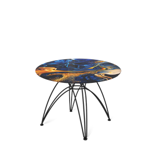 Круглый столик SHT-S112 / SHT-TT32 60 стекло/МДФ (синий сапфир/черный муар) в Тамбове