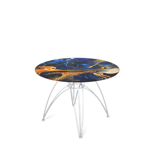 Круглый столик SHT-S112 / SHT-TT32 60 стекло/МДФ (синий сапфир/хром лак) в Тамбове