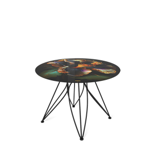 Круглый столик SHT-S113 / SHT-TT32 60 стекло/МДФ (ночной цветок/черный муар) в Тамбове