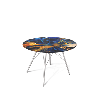 Круглый столик SHT-S37 / SHT-TT32 60 стекло/МДФ (синий сапфир/хром лак) в Тамбове