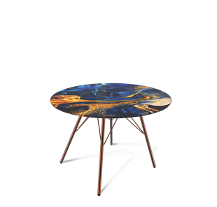 Круглый столик SHT-S37 / SHT-TT32 60 стекло/МДФ (синий сапфир/медный металлик) в Тамбове
