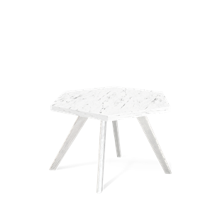 Шестигранный столик SHT-S39 / SHT-ТT20 60 ЛДСП (мрамор каррара белый/белый/патина серебро) в Тамбове