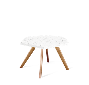 Шестигранный столик SHT-S39 / SHT-ТT20 60 ЛДСП (мрамор каррара белый/светлый орех) в Тамбове
