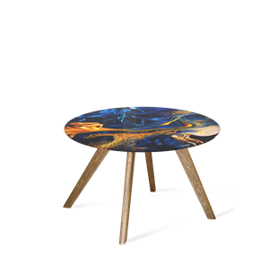 Круглый стол SHT-S39 / SHT-TT32 60 стекло/МДФ (синий сапфир/брашированный коричневый) в Тамбове
