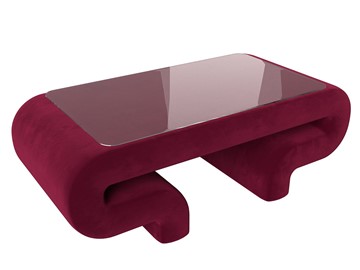 Стеклянный столик в зал Волна, бордовый (микровельвет) в Тамбове