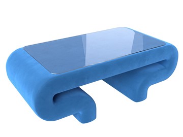 Столик стеклянный Волна, голубой (велюр) в Тамбове