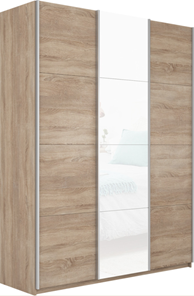 Шкаф 3-х створчатый Прайм (ДСП/Белое стекло/ДСП) 2100x570x2300, дуб сонома в Тамбове