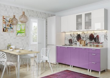 Кухня прямая Модерн, белый глянец/фиолетовый металлик в Тамбове