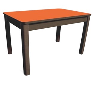 Кухонный обеденный стол Айсберг-05 СТ1, венге ЛДСП/стекло оранжевое/42 прямые массив венге в Тамбове