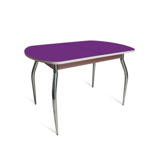 Кухонный стол ПГ-08 СТ2, дуб молочный/фиолетовое стекло/35 хром гнутые металл в Тамбове