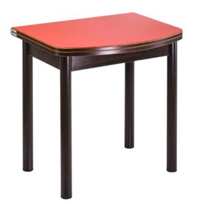 Кухонный стол раскладной СПГ-01 СТ1, венге ЛДСП/стекло оранжевое/38 прямые трубки крашеные коричневый в Тамбове