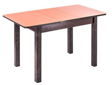 Обеденный раздвижной стол Айсберг-07 СТ1, венге ЛДСП/стекло оранжевое/42 прямые массив венге в Тамбове