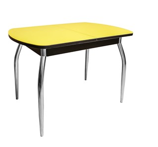 Кухонный раскладной стол ПГ-01 СТ2, венге/желтое стекло/35 хром гнутые металл в Тамбове