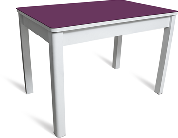 Стол обеденный Айсберг-05 СТ2, белое ЛДСП/фиолетовое стекло/40 массив белый в Тамбове