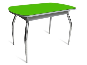 Стол обеденный ПГ-04 СТ белое/зеленое стекло/хром фигурные в Тамбове