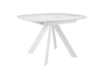 Овальный стол на кухню DikLine BK100 Керамика Белый мрамор/подстолье белое/опоры белые в Тамбове