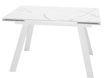 Обеденный раздвижной стол DikLine SKM140 Керамика Белый мрамор/подстолье белое/опоры белые (2 уп.) в Тамбове